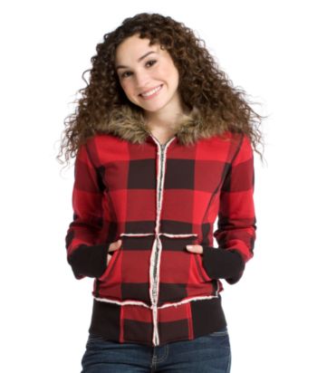 LA Kitty Juniors' Sherpa Fleece Hoodie - Black/Scarlet