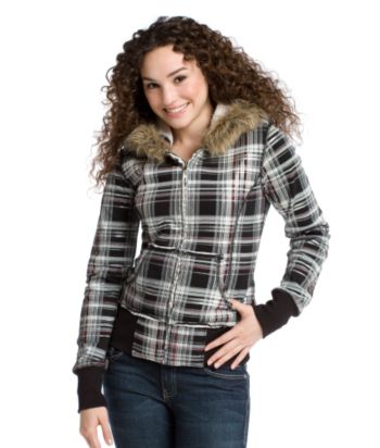 LA Kitty Juniors' Sherpa Fleece Hoodie - Black/Rice/Cherry