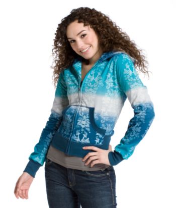 LA Kitty Juniors' Printed Fleece Hoodie - Moroccan/Blue/Teal/Natural