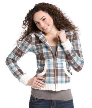 LA Kitty Juniors' Printed Fleece Hoodie - Natural/Coffee/Teal