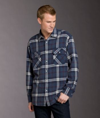 Ruff Hewn Men's Long Sleeve Flannel Utility Woven - Navy White Large