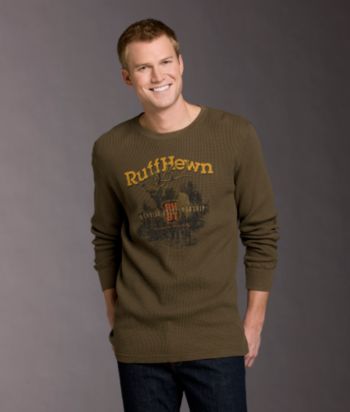 Ruff Hewn Men's Screened Thermal Crew - Dark Army Elk