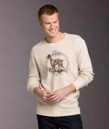 Ruff Hewn Men's Screened Thermal Crew - Oatmeal Dog