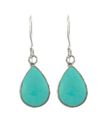 Athra Sterling Silver Genuine Turquoise Inlay Teardrop Earrings