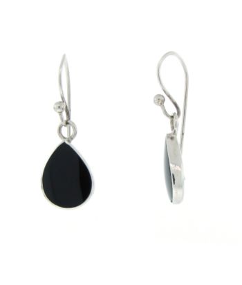 Athra Sterling Silver Genuine Onyx Inlay Teardrop Earrings