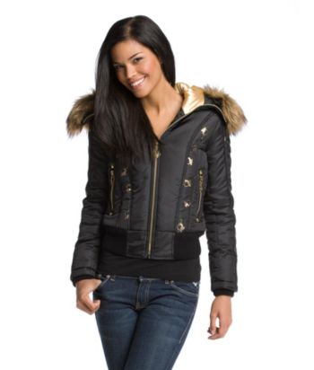 Baby Phat® Juniors' Faux-fur Trim Puffy Jacket