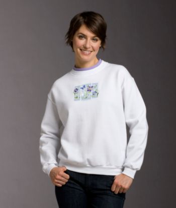 Morning Sun® Petites' Pastel Floral Applique Fleece Top - White
