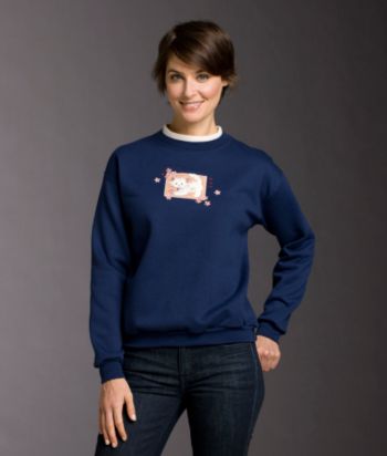 Morning Sun® Petites' Cute Kitty Applique Fleece Top - Navy