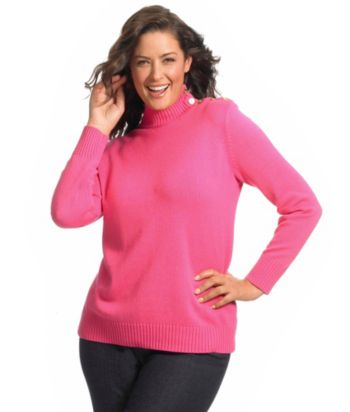 Liz Claiborne New York Plus Size Buttoned-up Turtleneck Sweater