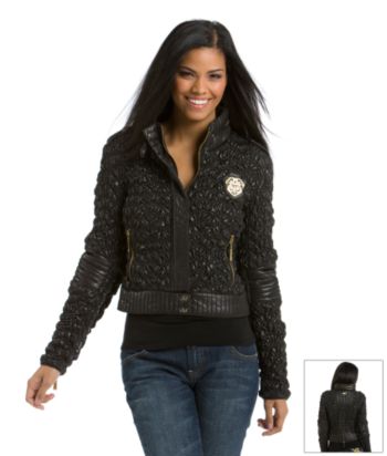 Apple Bottoms™ Juniors' Quilted Bomber Jacket - Black