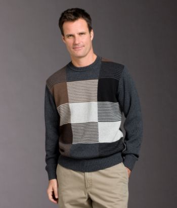 Geoffrey Beene® Men's Tonal Panel Sweater - Jet Marl