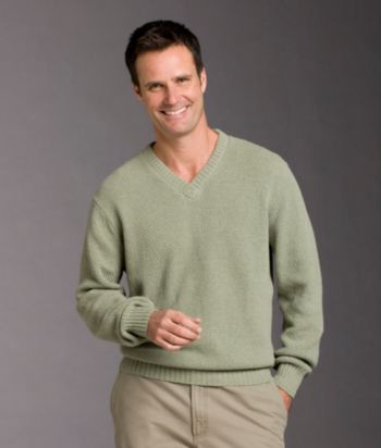 Geoffrey Beene® Men's V-Neck Popcorn Stitch Sweater