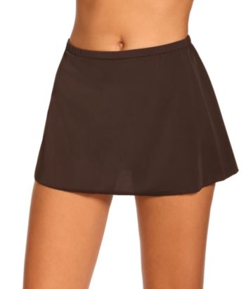 Caribbean Joe® Solid Skirted Swimwear Bottoms - Brown