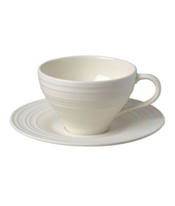 Mikasa® Swirl White Teacup & Saucer Set