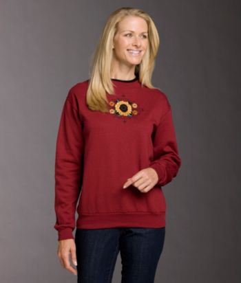 Morning Sun® Sunflower Squares Applique Fleece Top - Cardinal