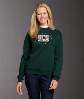 Morning Sun® Cardinal Triptych Applique Fleece Top - Forest