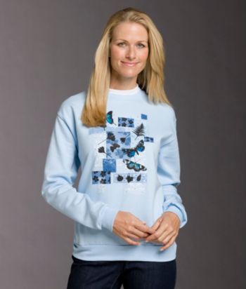 Morning Sun® Nature's Montage Applique Fleece Top - Sky Blue
