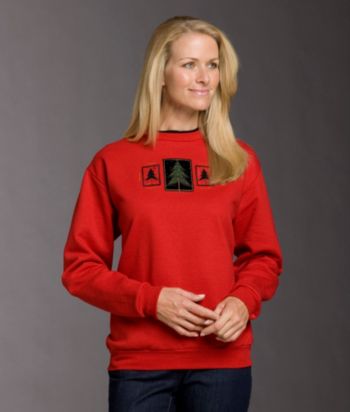 Morning Sun® Holiday Tree Applique Fleece Top - Red