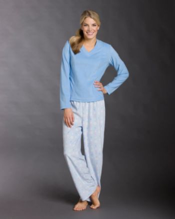 Intimate Essentials® Microfleece Cozy Pajama Set - Light Blue Stars