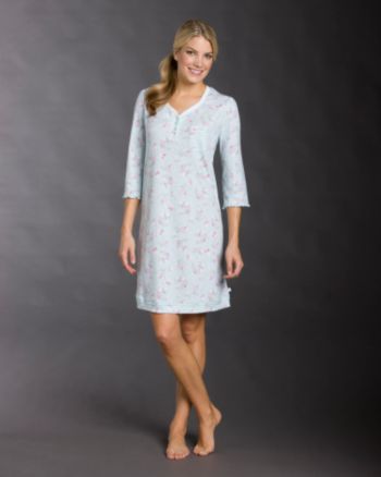KN Karen Neuburger® Long Sleeve Nightshirt - Mint Floral