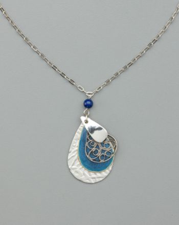 Silver Forest® Four Layer Teardrop Pendant - Silvertone/Blue