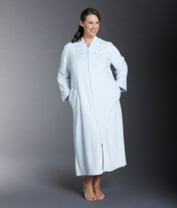 Miss Elaine® Long Cuddle Fleece Zip Robe - Blue