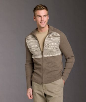 Ruff Hewn Men's Raglan Pattern Fairisle Cardigan