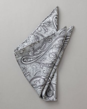 Kenneth Roberts Platinum® Men's Paisley Pocket Square - Silver