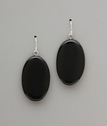 Erica Lyons Oval Bead Drop Earrings - Black