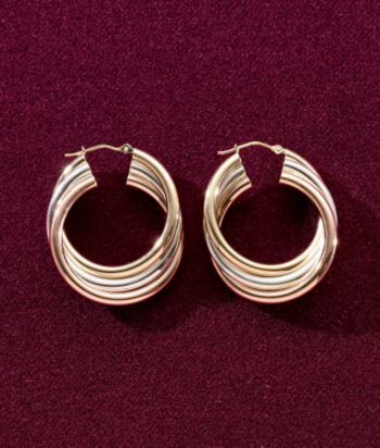 14K Gold & Sterling Silver Hoop Earrings
