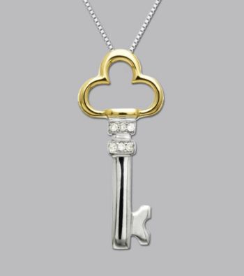 Two-Tone Diamond Key Pendant
