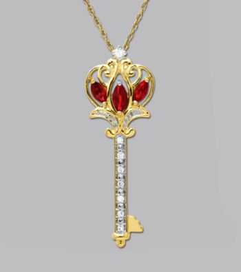 Diamond & Ruby Key Pendant