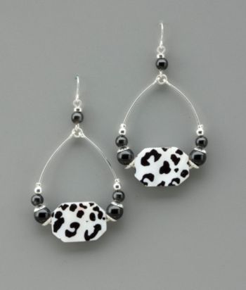 Studio Works Animal Print Shell Hoop Earrings - Silver/White/Black