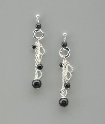 Studio Works Animal Print Shell Linear Earrings - Silver/White/Black