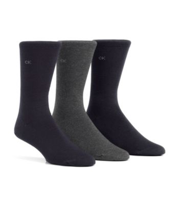 Calvin Klein Men's Logo Flat Knit Dress Socks 3-Pack