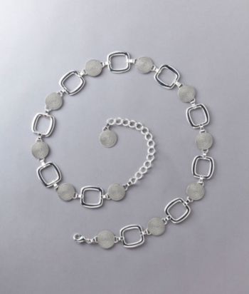 Fashion Focus Square & Braid Chain Belt - Silver
