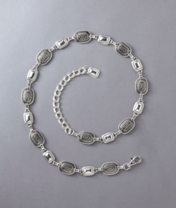 Fashion Focus Braided & Oval Chain Belt - Silver