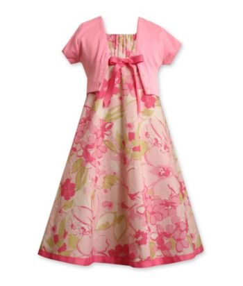 Bonnie Jean® Girls' 2T-16 Dress with Carrdigan - Pink Floral