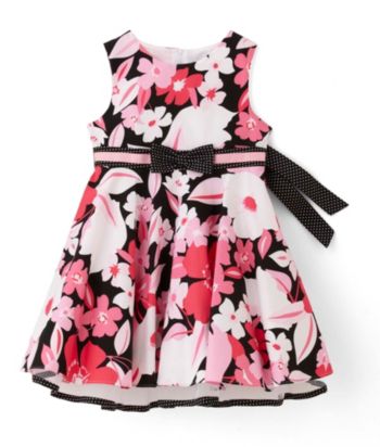 Rare Editions Girls' 4-6X Floral Dress - Pink/ Black