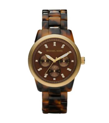 Michael Kors® Tortoise Shell Bracelet Watch - Gold