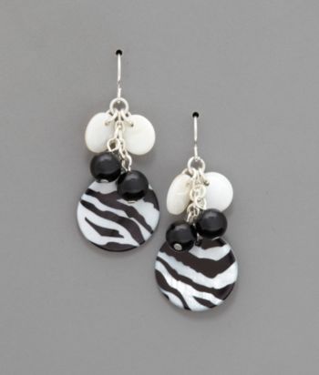 Studio Works Animal Print Cluster Drop Earrings - Silver/White/Black