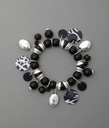 Studio Works Animal Print Shell Shakey Bracelet - Silver/White/Black