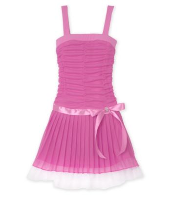 Amy Byer Girls' 4-6X Pleated Bow Dress - Pink