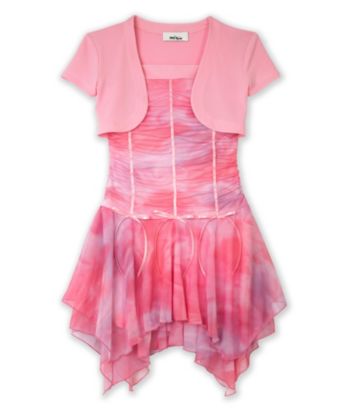 Amy Byer Girls' 4-16 Glitter Ribbon Jacket Dress - Pink
