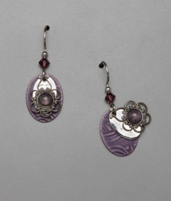 Silver Forest® Silvertone and Purple Oval Drop Earrings