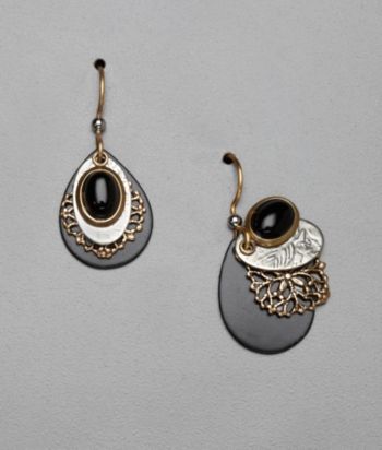Silver Forest® Teardrop Earrings - Black/Goldtone/Silvertone