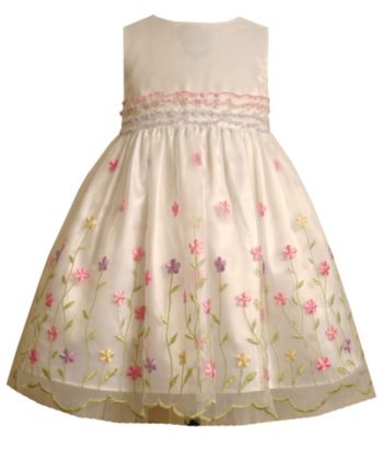 Bonnie Jean® Girls' 2T-6X Floral Embroidered Dress - White/Multi