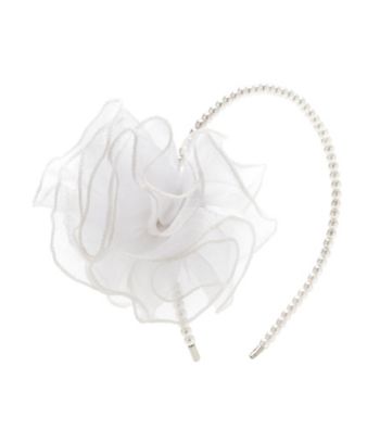 K&K Creative Pearl Headband w/Large Chiffon Flower - Ivory