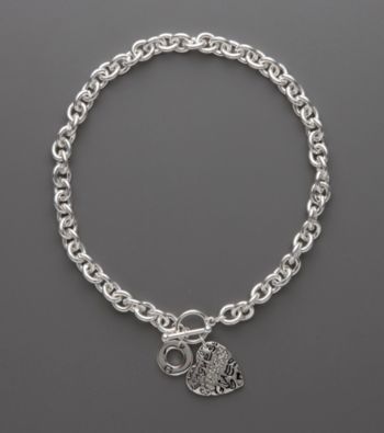 GUESS Graffiti Heart Necklace - Silvertone