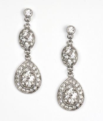 Givenchy® Linear Pave Crystal Drop Earrings - Rhodium